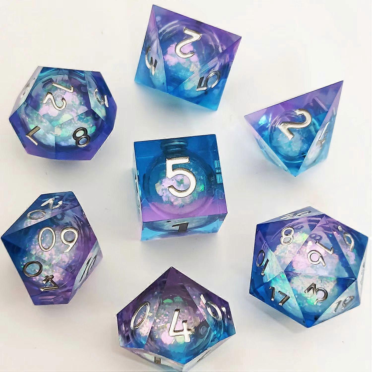Resin Rpg Dice Liquid Core Resin Sharp Edge Dice For Dungeons And Dragons Dice Polyhedral Dice Set Dnd Dice D6 D20 D10 D8 D100