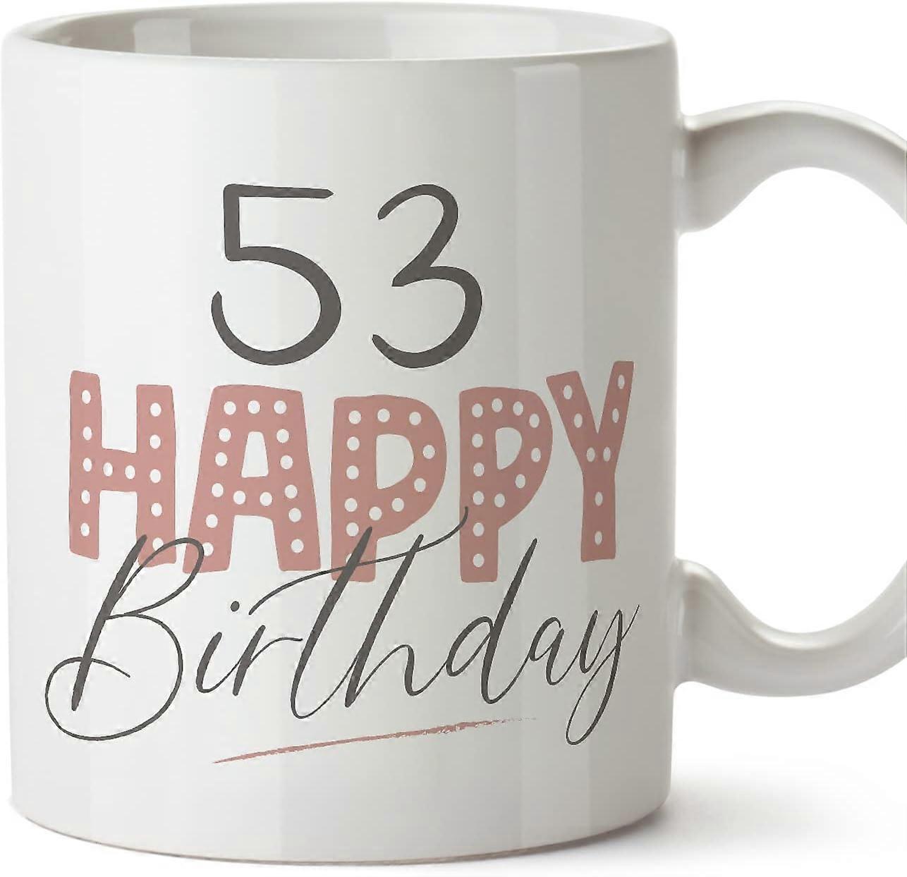 53バースデーマグカップお誕生日おめでとう!ピンクファニーアニバーサリープレゼント11オンス