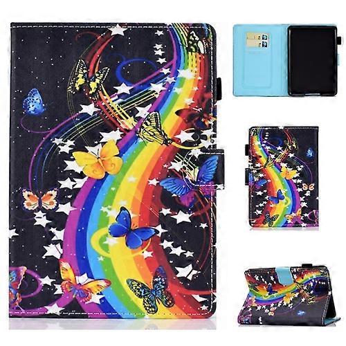 For Kindle Youth Edition 2019 Horizontal TPU Painted Flat Feather Case Anti-skid strip with Sleep Function/Pen Cover/Card Slot/Holder