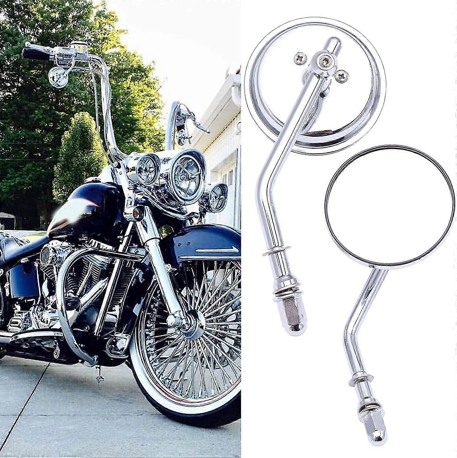 Chrome Motorcycle Round Sportster Mirrors Rear View Compatible With ...