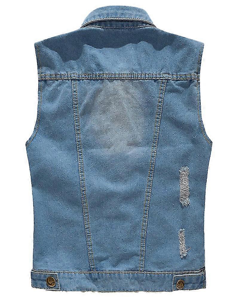 Herren Casual Revers Jeansweste Jacke Vintage Slim Fit Ärmellose