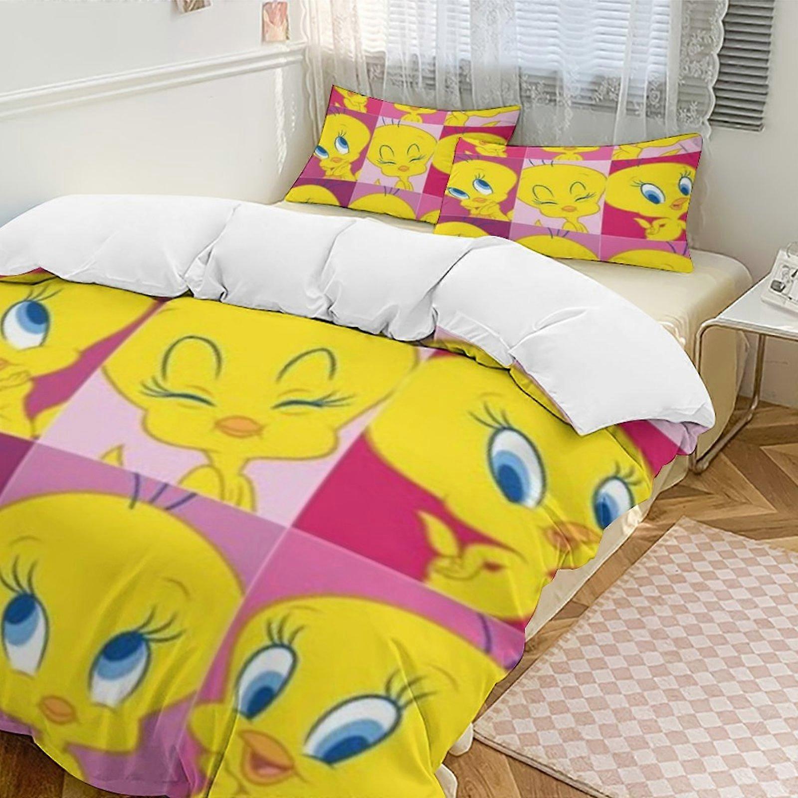 c712 TweetyBird 2 Capa de Edredom de Cama Conjuntos de Cama de Microfibra Conjuntos de Edredom Leve de 3 Peças, 1 Capa de Edredom e 2 Fronhas para Crianças ee712