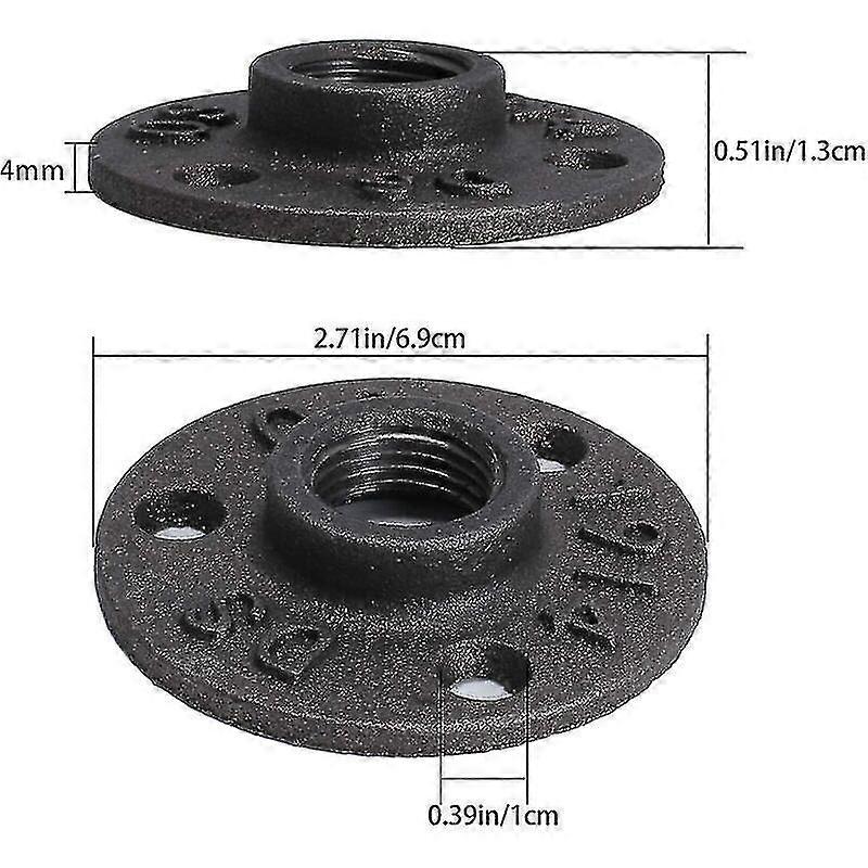 10pcs 3/4"" Bsp Floor Flange Cast Iron Threaded Flange Black Pipe Flanges 3 Hole Threaded Fitting With Screws For Industrial Furniture Diy Decor Mount
