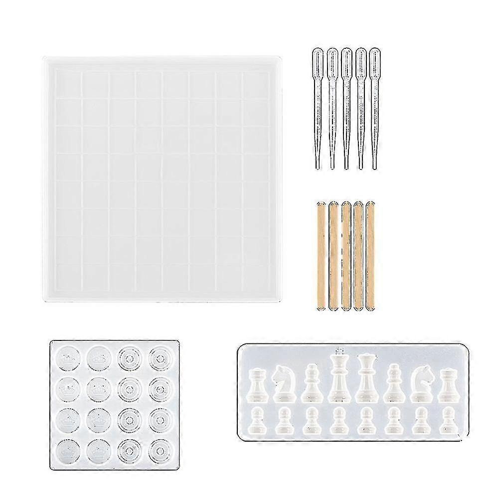 Chess Set With Checkers Board Silicone Mold,for Diy Art Crafts Making