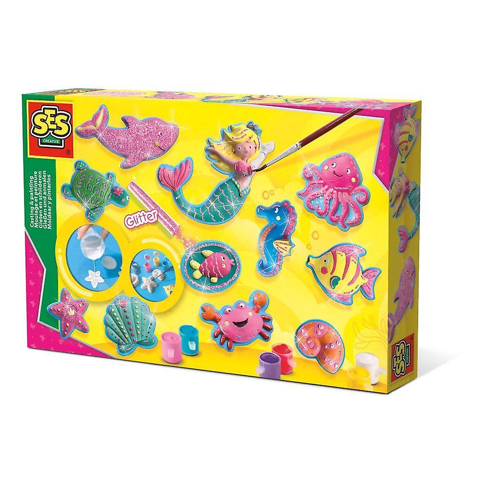 SES Creative Children's Ocean Figures Casting and Painting Set