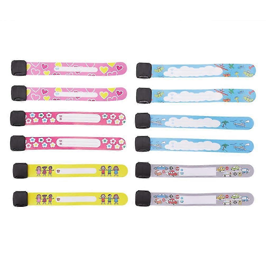 12 Pcd Bracelet d’identification de sécurité pour enfants, bracelet de sécurité imperméable à l’eau, bracelets d’identification réutilisables
