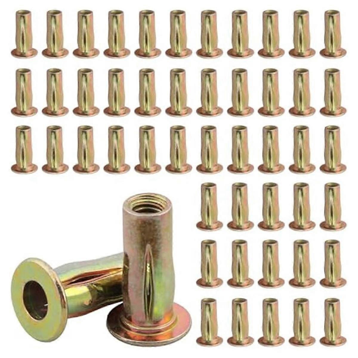 50pcs Multi-Grip Rivet Nut Kit,5/16-18 Rivet Nut Pre-Bulbed Shank, Plus Nut Zinc Plated Flat Heads