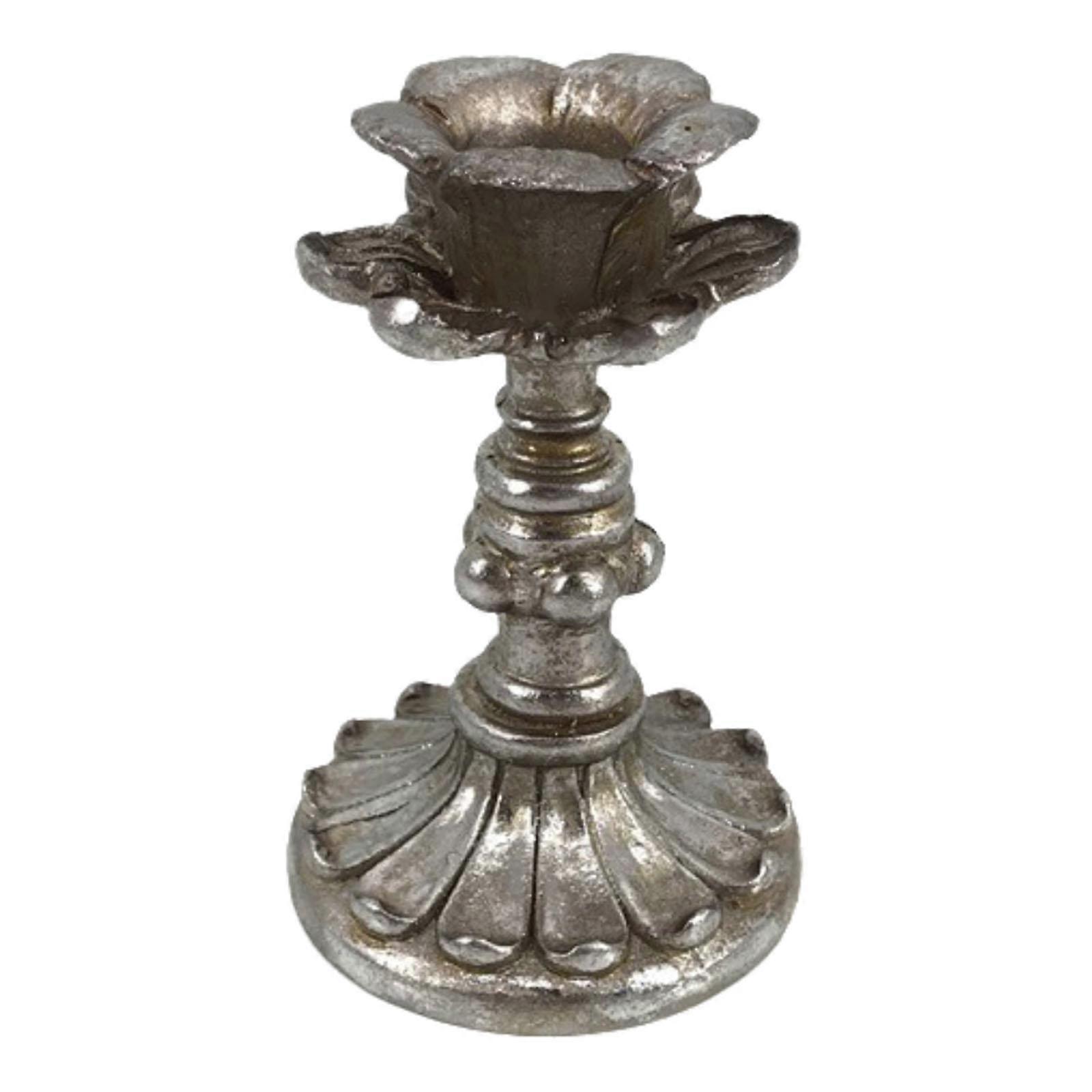 Distressed Candlestick Holder Craft Candle Holder for Wedding Party Birthday argent