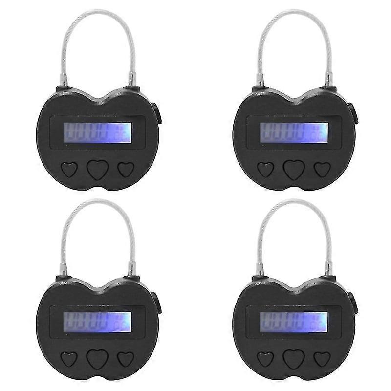 4Xスマートタイムロック液晶ディスプレイ時間ロック多機能トラベル電子タイマー、USB充電式一時的なタイマー南京錠