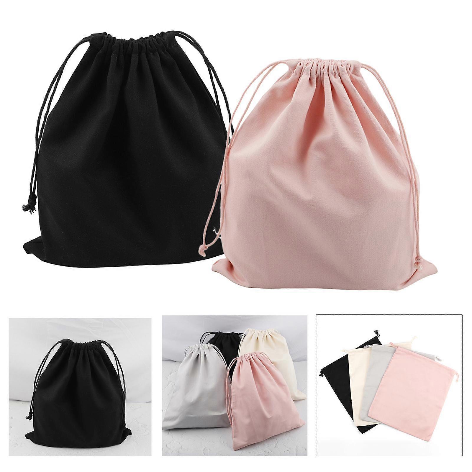 2x Canvas Drawstring Storage Bag Shoes Laundry Organizer Pouch Portable
