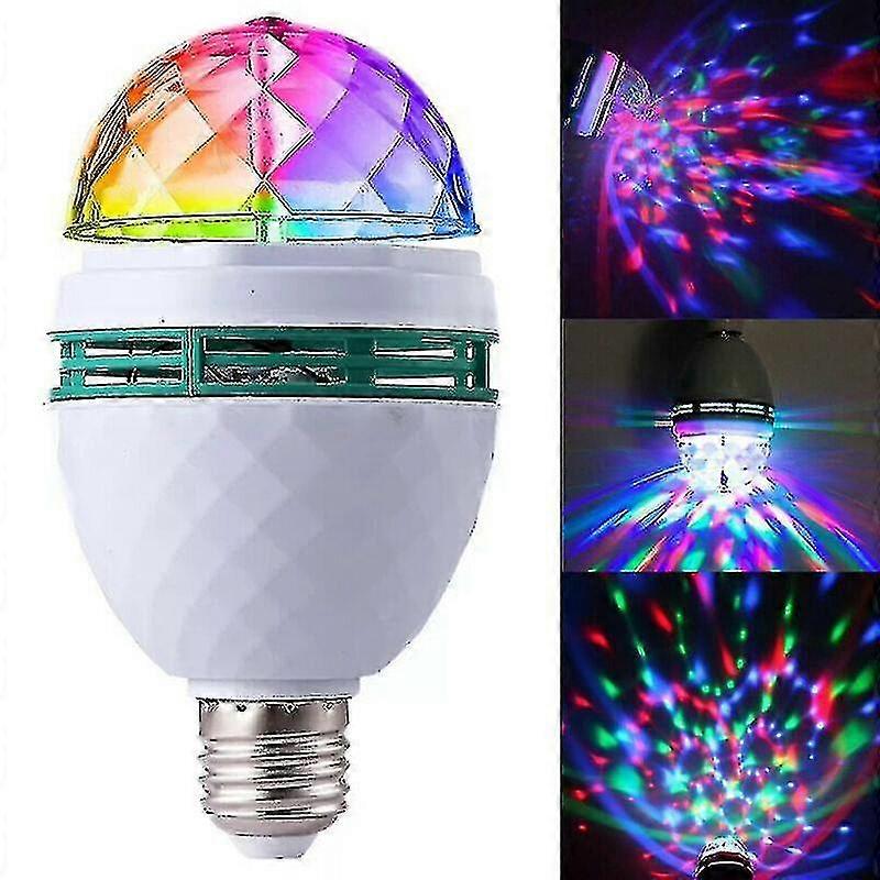3w Automatic Rotating Crystal Ball Rgb Led Stage Light Bulb Lamp Dj Disco Party