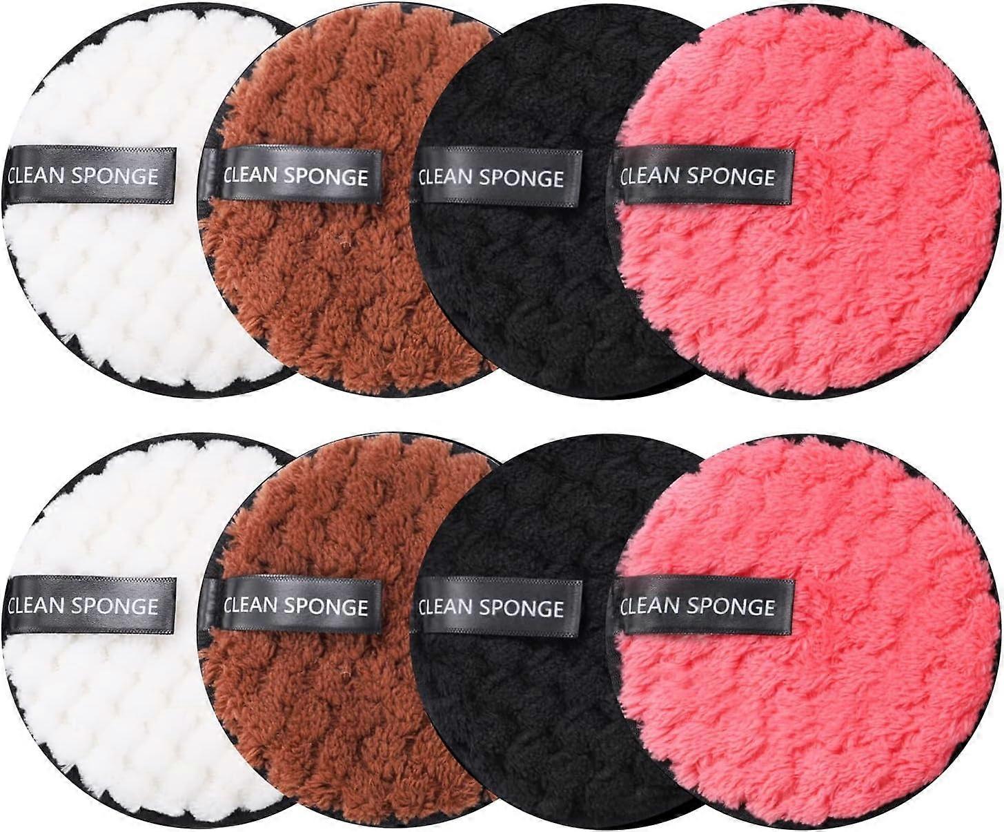 Washable Cotton Pad, 8 Pcs Soft Microfiber Face Reusable Makeup Remover Pad Doub #-2