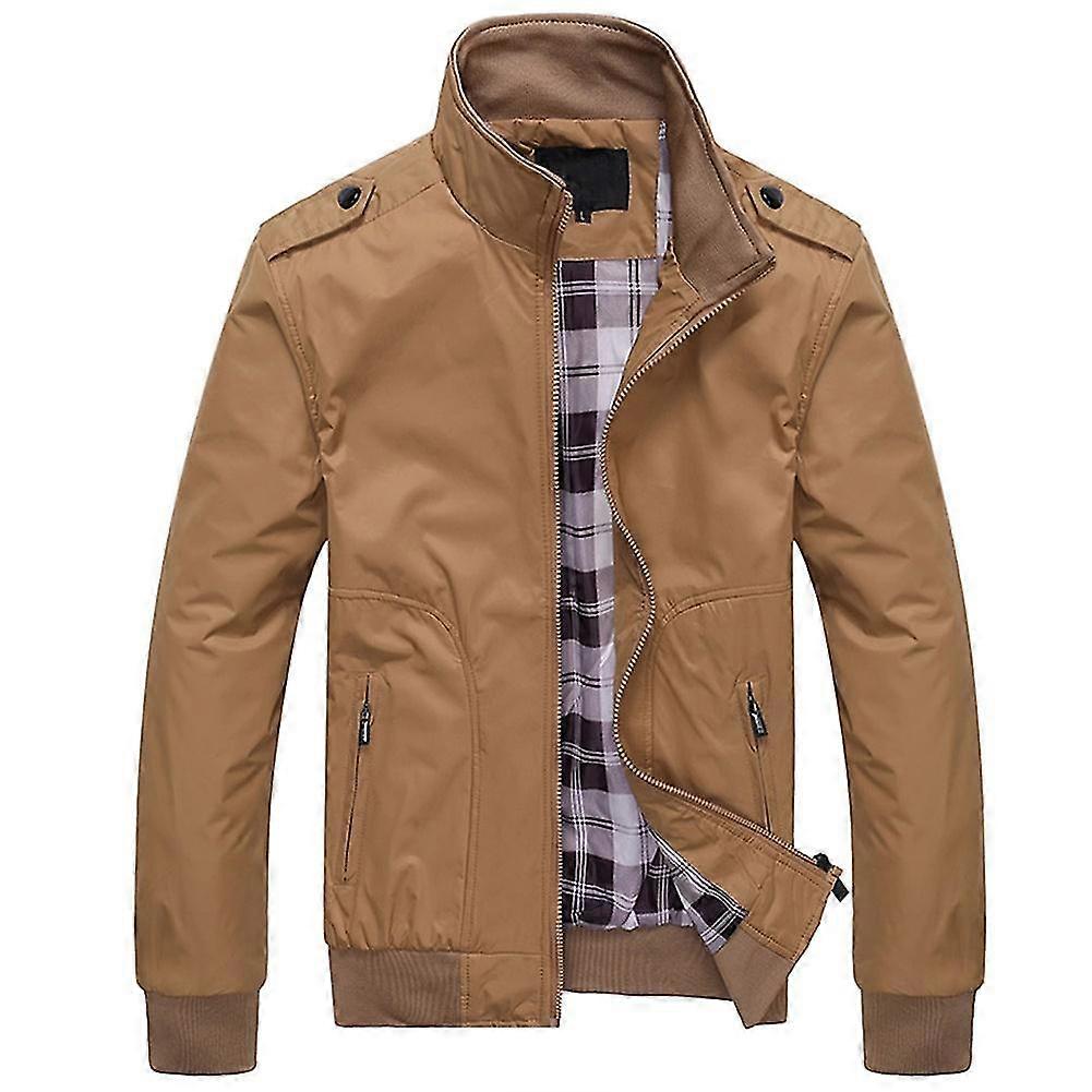 VAWAN Mens Casual Solid Color Stand-up Collar Zipper Padded Jacket