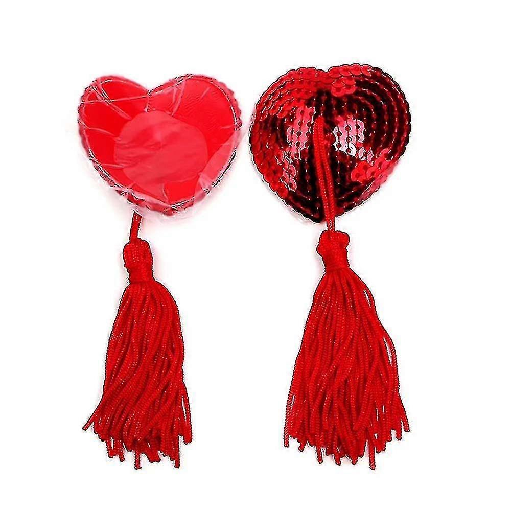 Cubrepezones con borlas y forma de corazón para mujer