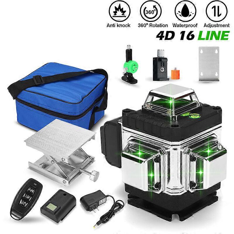 4D 360 16 πράσινα αυτοεπιπεδούμενα περιστροφικά σταυρωτά εργαλεία μέτρησης επιπέδων λέιζερ γραμμών πράσινα μόνα