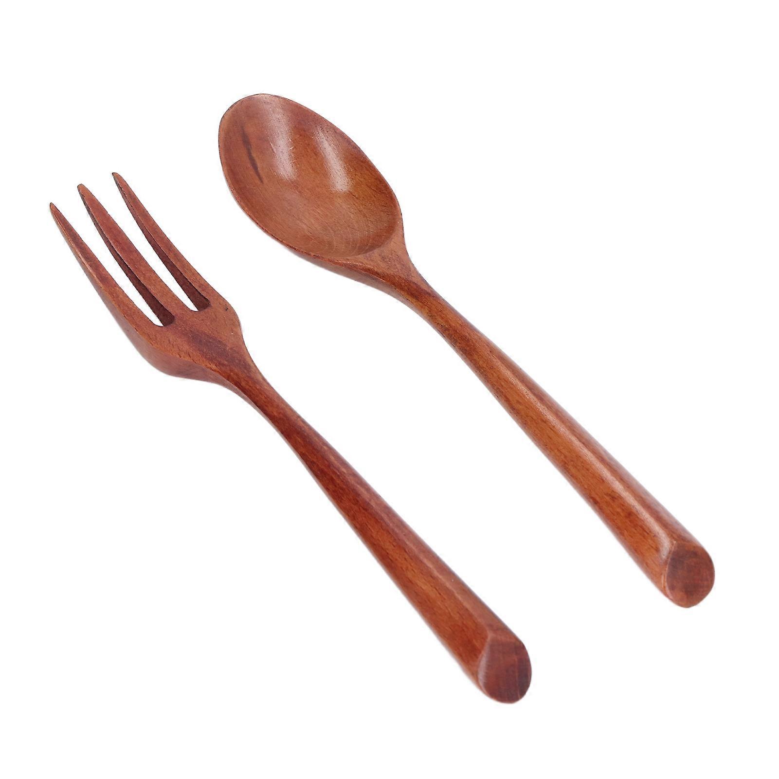 Wooden Fork Spoon Set - Kids Heatproof Dinnerware - Safe Durable Easy Clean