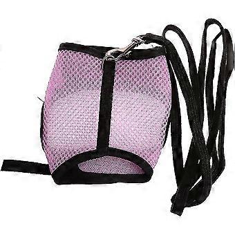 Hamster Rabbit Mesh Harness Leash Ferret Guinea Pig Small Animal Pet Walk - Pink - M