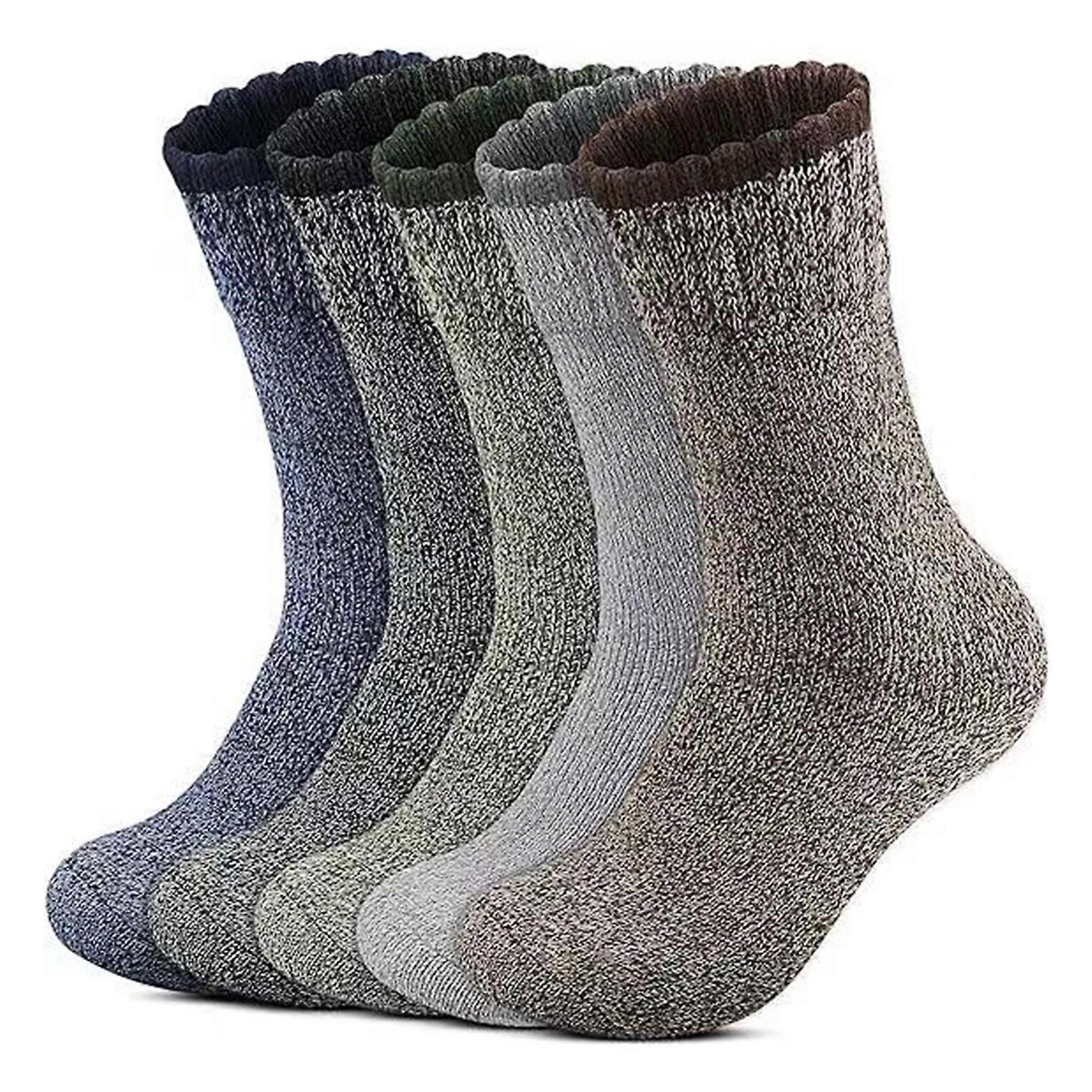 Wool Socks for Men Thick 5 Pair Wicking Soft Warm Boot Socks for Daily Wear