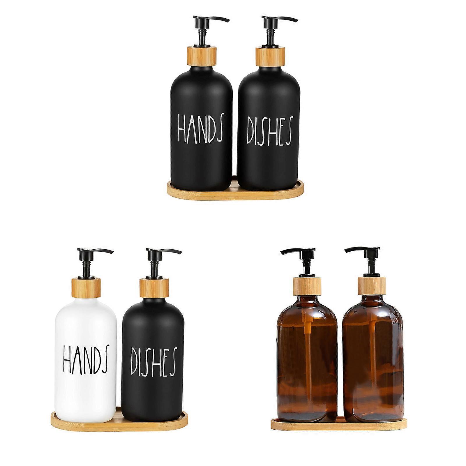 2pcsמתקן סבון ידיים וכלים לכיור מטבח מבית Brighter Barns - סט מתקן לסבון מטבח של Farmhouse עם מגש, 100% חדש