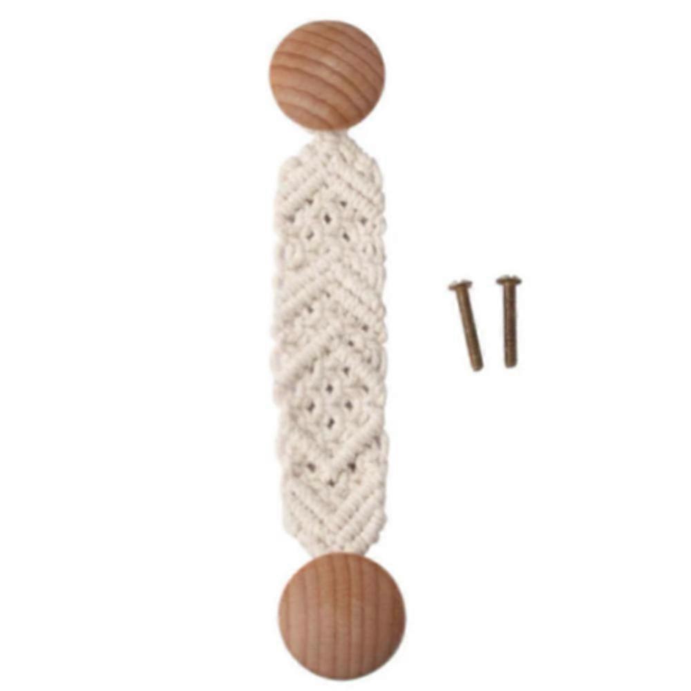 Bohemian Hand-woven Door Handle Drawer Handle Beech Wood Cotton Rope Handle Homestay Hotel Decorati XYT