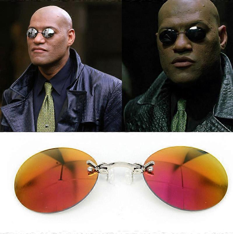 Retro Round Clip On Nose glasses Matrix Morpheus Movie rimless sunglasses