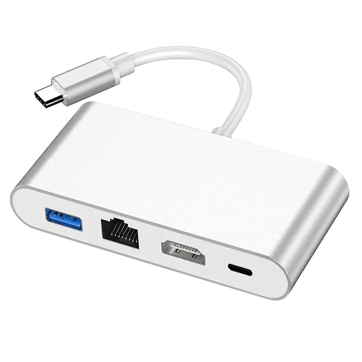 4 in 1 USB 3.1 Type C Hub For HDMI 4K RJ45 Gigabit Ethernet USB 3.0 HDMI USB-C Adapter