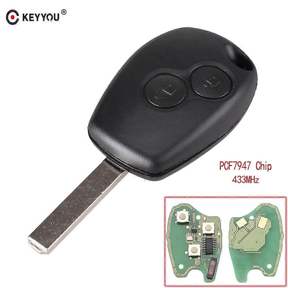 2 Buttons Keyless Remote Control Key Fob 433MHz with PCF7947 Chip For Renault Clio Kangoo Master Modus Twingo