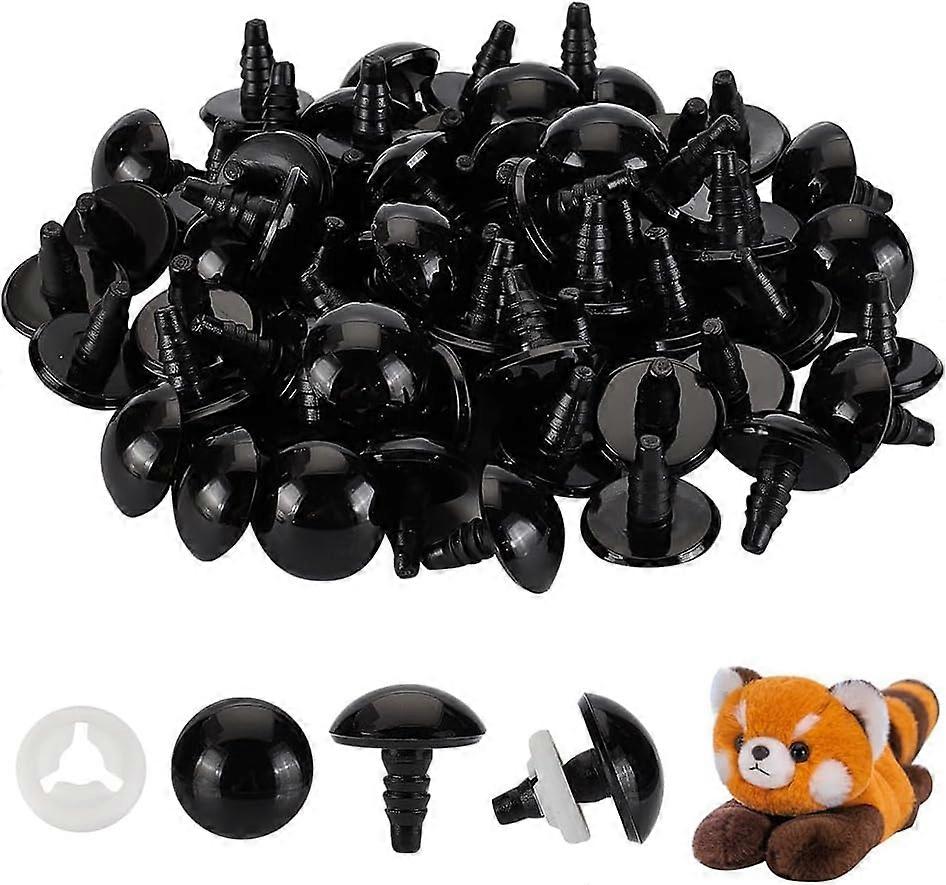 GOMAKERER 64 Pcs Half Round Craft Eyes 20mm/0.79 inch Black Safety Eyes with Plastic Spacer False Eyes Animals Eyes Cartoon Eyes for Crochet Toy and S