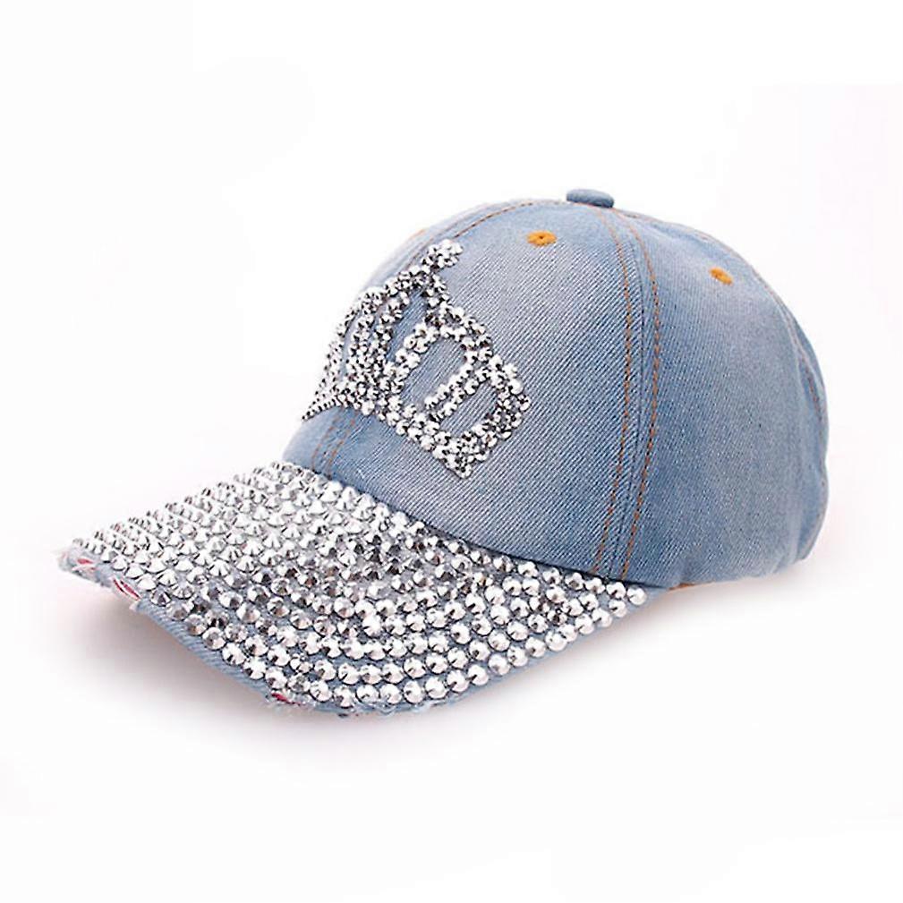 Diamond Rhinestone Snapback Hat Denim Baseball Cap