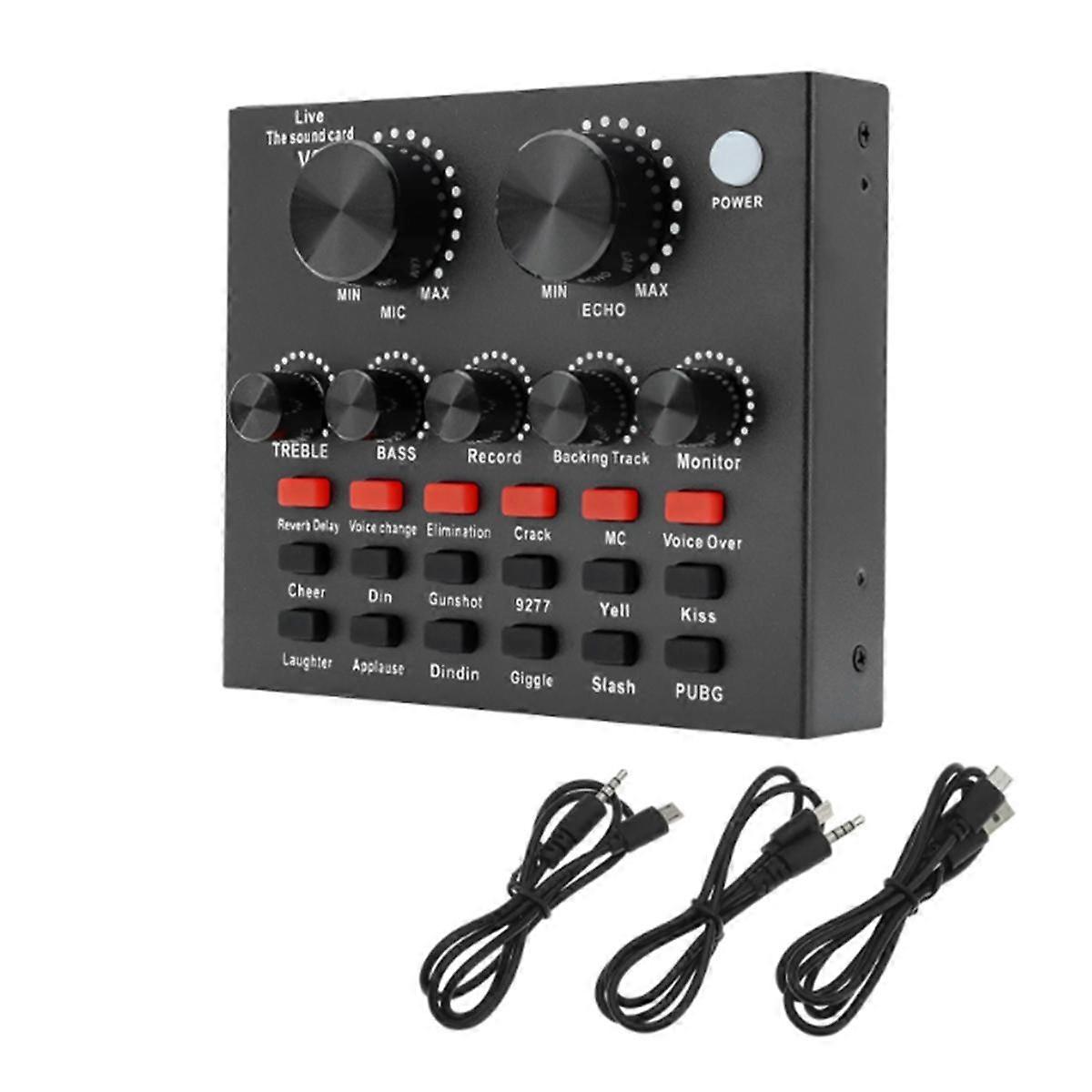 V8 Sound Card Voice Change Live Streaming Singing Karaoke Headset Live External Sound Card Record for Mobile Home KTV