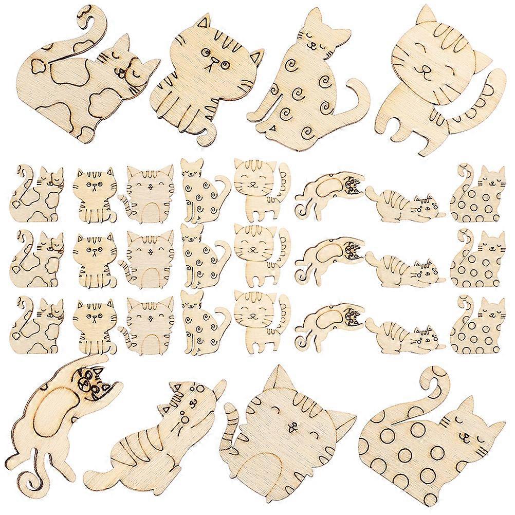 50db fa scrapbooking macska DIY kézzel készített kézművesség DIY fa szeletek macska modellezés fa kivágások