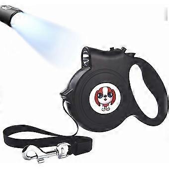 Retractable Leash, Retractable Dog Leash, Retractable Dog Leash with Light, Retractable Dog Leashes 5 m Black Size, One Button Stop Lock, Retractable 