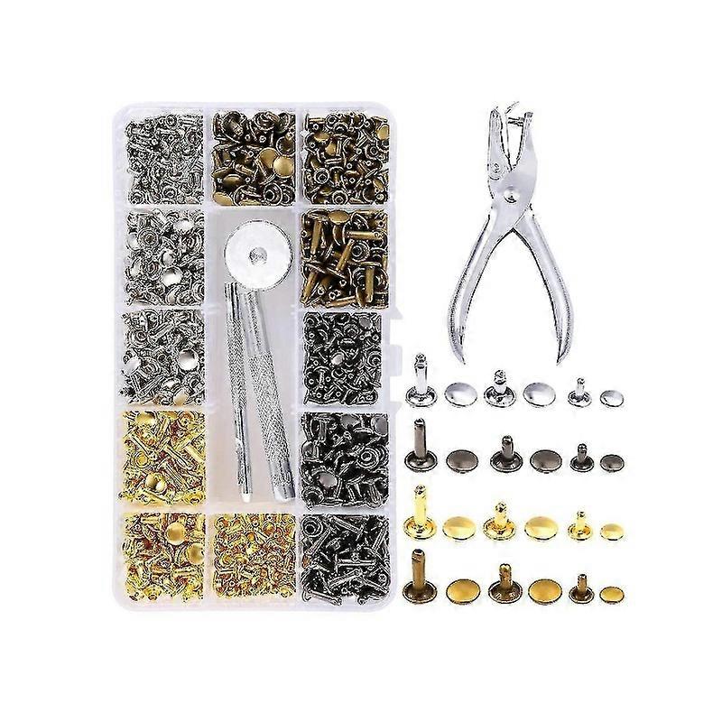 Riveting Pliers 360 Leather Rivet Set Double Cap Rivet Tubular Metal Studs
