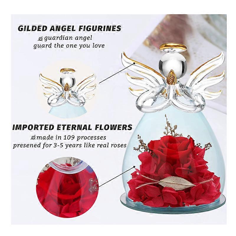 CSYY Rosa Eterna, Regalo per la Festa della Mamma Luci a LED Fiore Conservato Sfera di Cristallo Vetro Garofani Conservati Infinity Rose Fiore Luce
