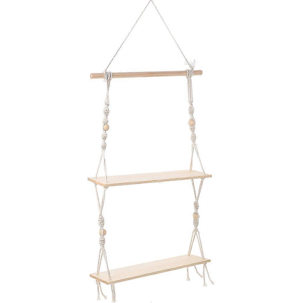 Wall Shelf Macrame Double Layer Hanging Shelves Floating Shelf Plant Stand