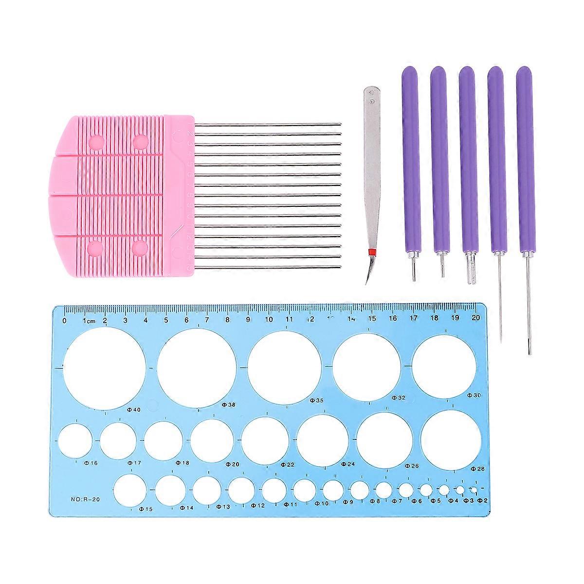 8 Pcs Purple Tools Diy Quilling Tools Quilting Ruler Quilling Paper Pen Paper Rolling Ruler Quilling Needle Pen
