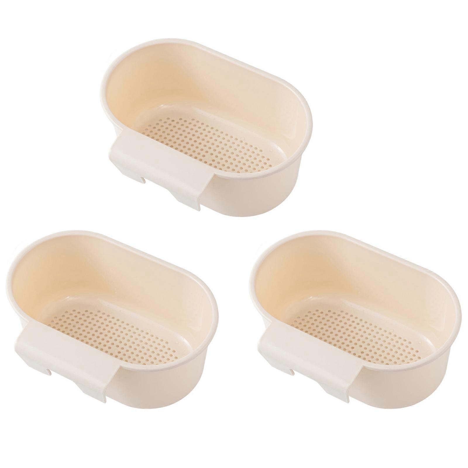 3 Pack Kitchen Sink Drain Basket with Hook, Plastic Material for Double Sink, Blue
