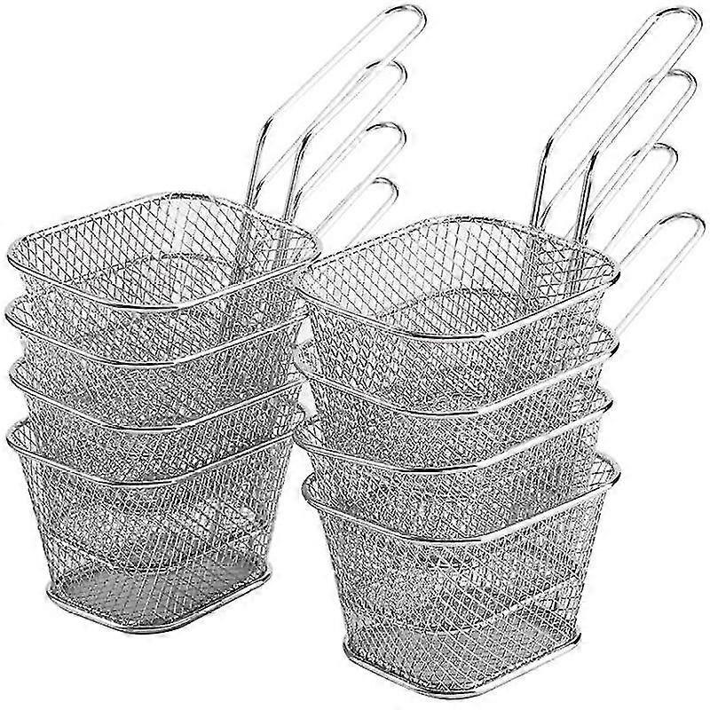 Mini pommes frites korg, rostfritt stål trådchip korg rektangulär mini fritös korg