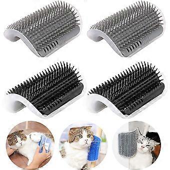 Katze Selbstfriseur mit Katzenminze Beutel, Katzen Ecke Massage Kamm Pflege Bürste Werkzeug für Kätzchen Welpen 4 Pack 2 Schwarz / 2 Grau
