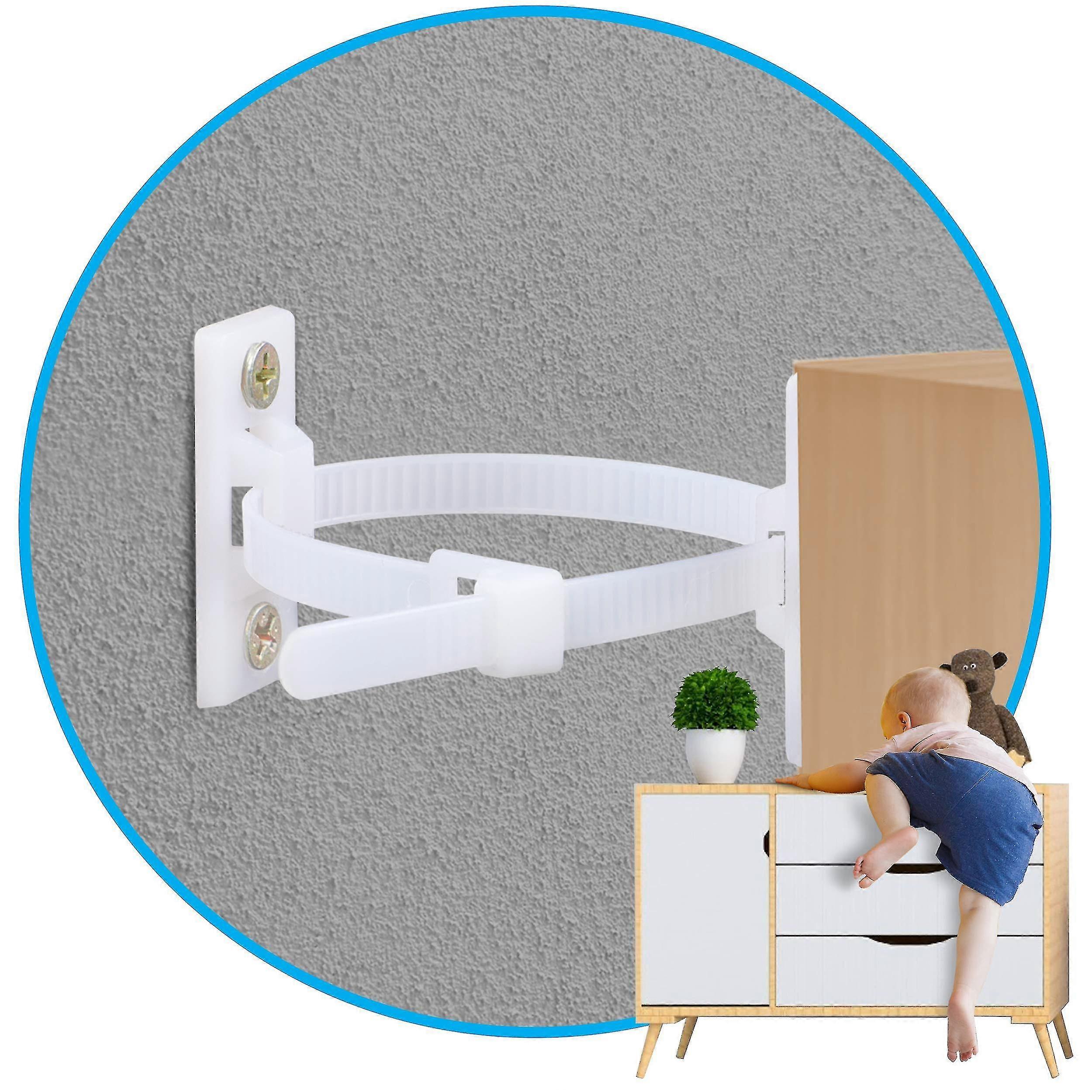 10 Pack Furniture Wall Anchor Straps For Baby Proofing, Heavy Duty Anti Tip Kit