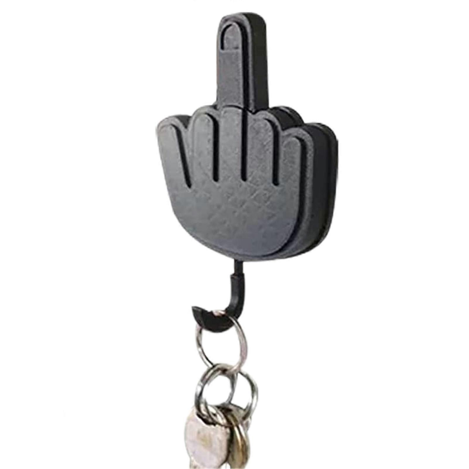 Wall Mount Key Hanger Holder for Decorative Mounted Retractable Hooks Rack Middle Finger Shape