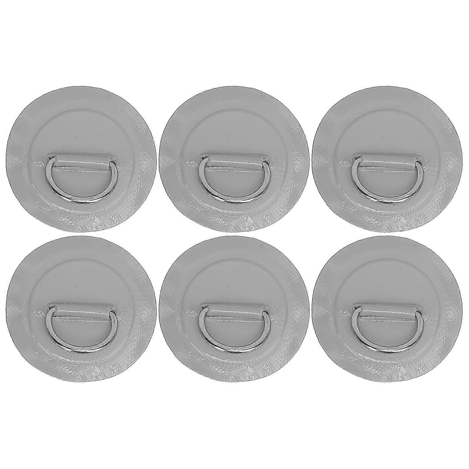 6 Pcs Gray Inflatable Boat D-Ring Patch - PVC, Marine Grade, Stainless Steel Buckle