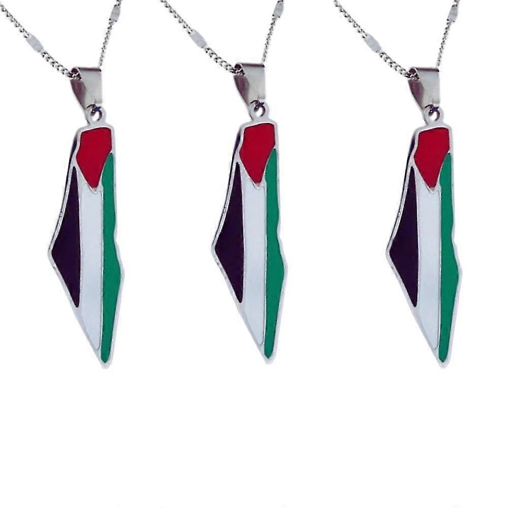 1-10pcs שרשרת מפת דגל פלסטין תליון 50 ס"מ שרשרת פלסטיני 2023