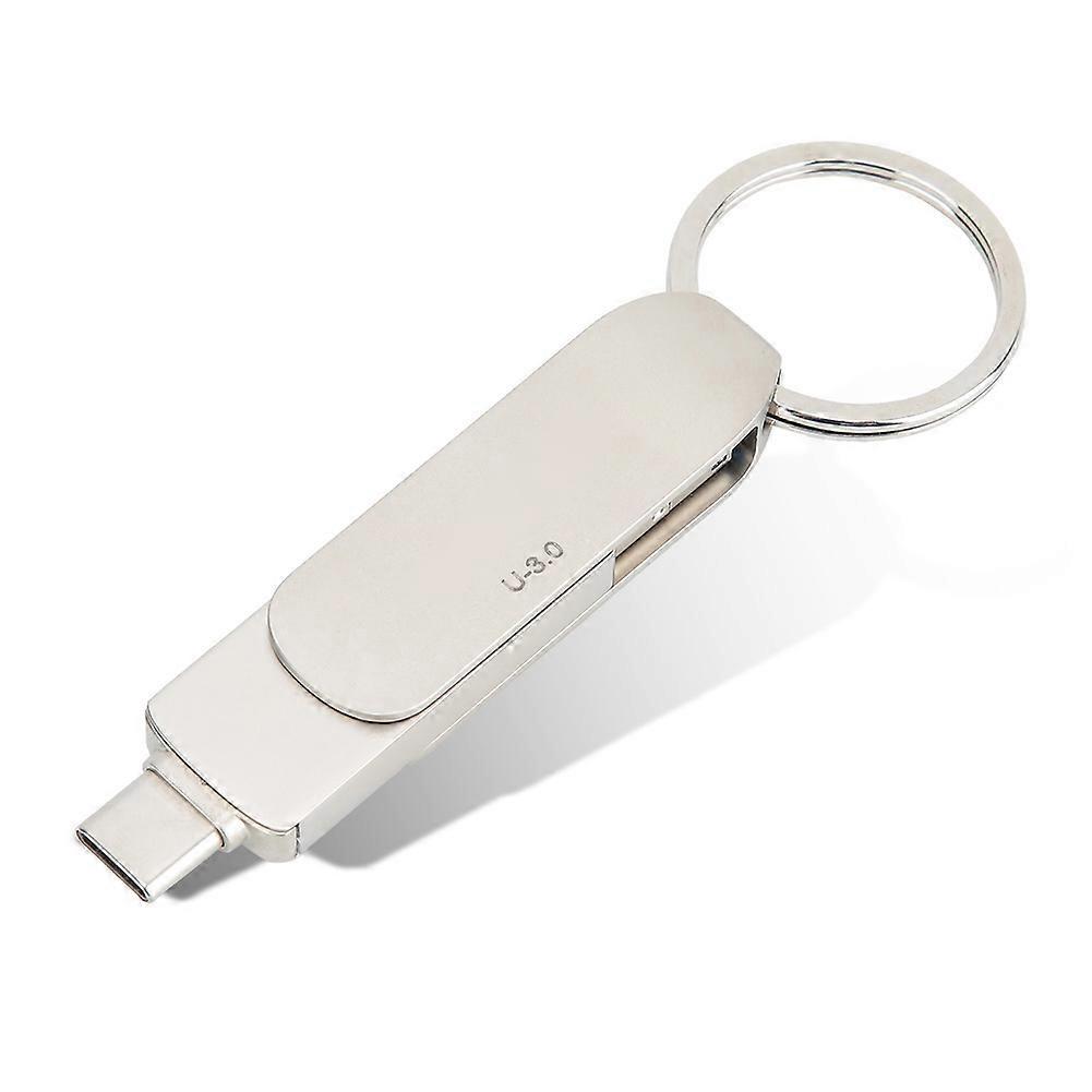 3in1 Rotating Type-C USB 3.0 U Disk 64GB Silver High Speed
