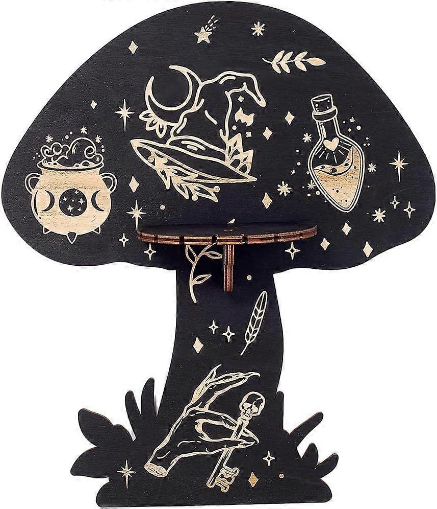 Mushroom Crystal Shelf Display Wall Crystal Shelf Witch Halloween Floating Shelves Large Wood Dowsing Pendulum Holder Stand Witchy Stuff Storage for H