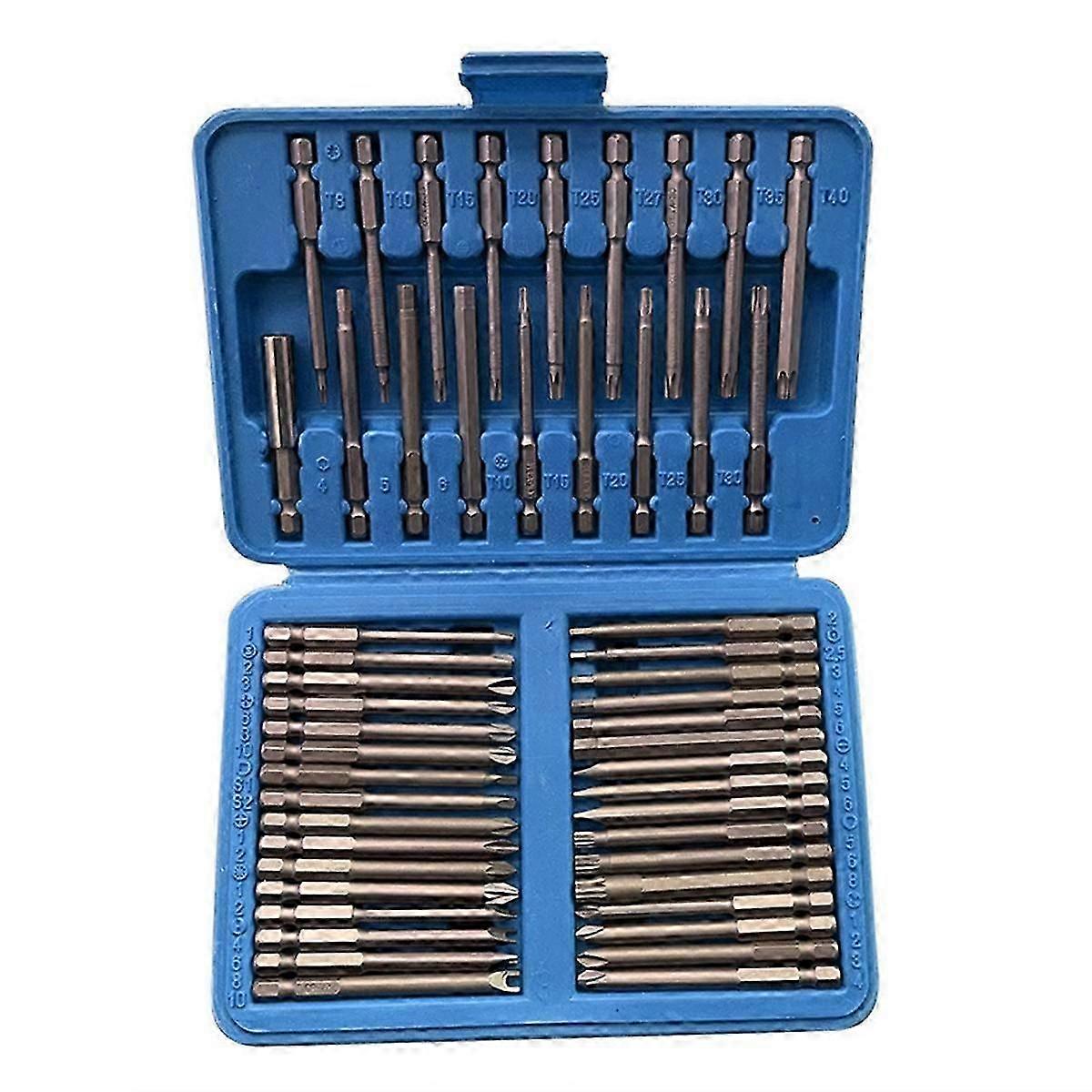 50pcs Extra Long Reach Bit Set 75mm Security Screwdriver Bits Star Hex Square Spanner Bit