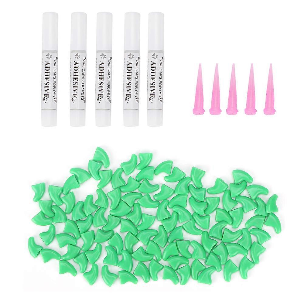 soft PVC pet cat nail caps, green S
