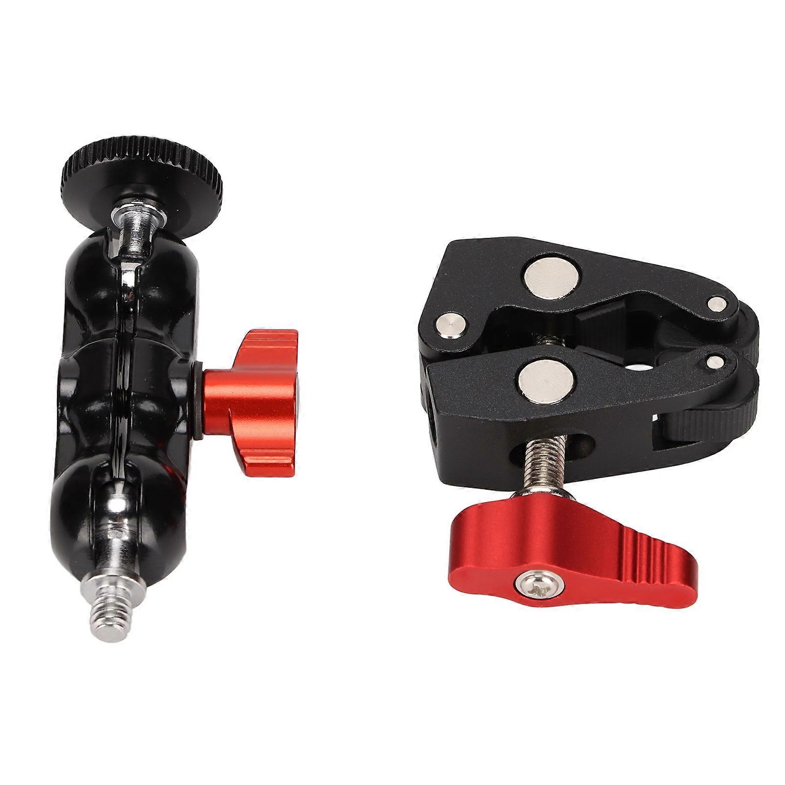 Super Camera Clamp Mount Rustproof Adjustable Double Ball Head Adapter for Camera Light Flashlights