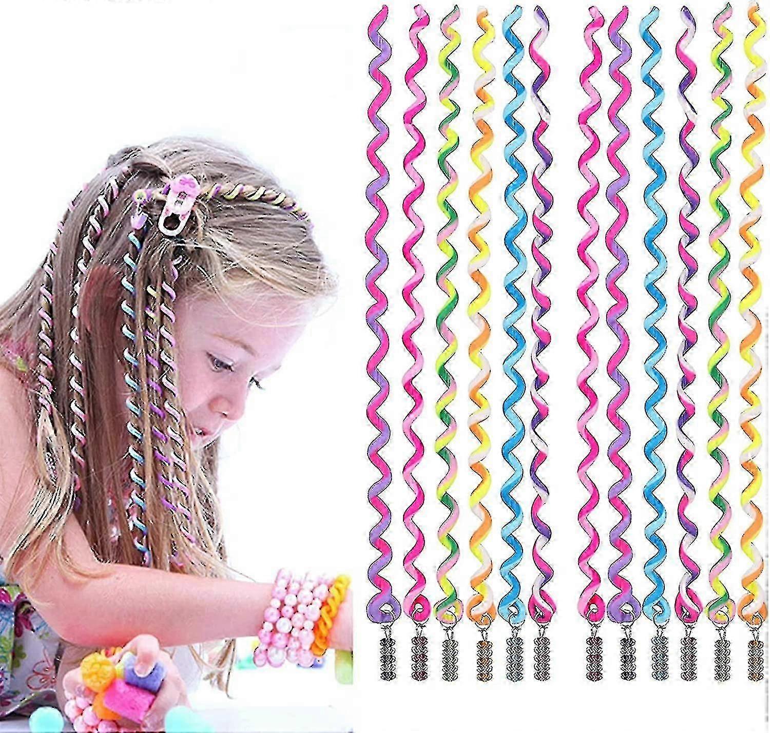 伸縮性のある髪の編組、編組ツール、12のカラフルなツイストの伸縮性のある三つ編み、ヘアバンド編みアクセサリー、女性の女の子のためのかわいい編組ヘッドバンド、髪編み