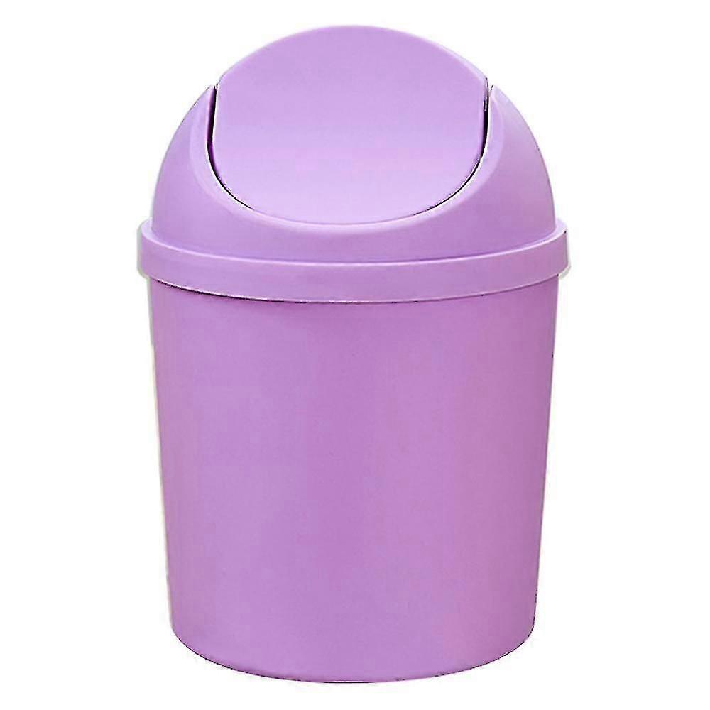 Plastic Mini Wastebasket Trash Can With Swing Lid Tiny Desktop Waste Garbage Bin